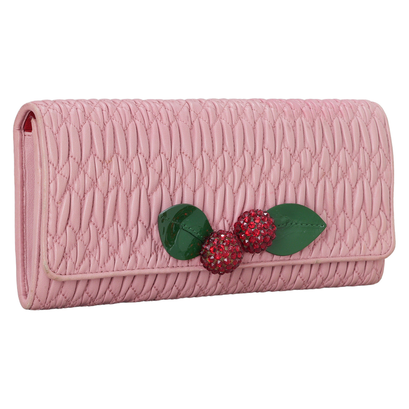 MIU MIU(USED)미우미우 나파 크리스탈 장식 체인 장지갑